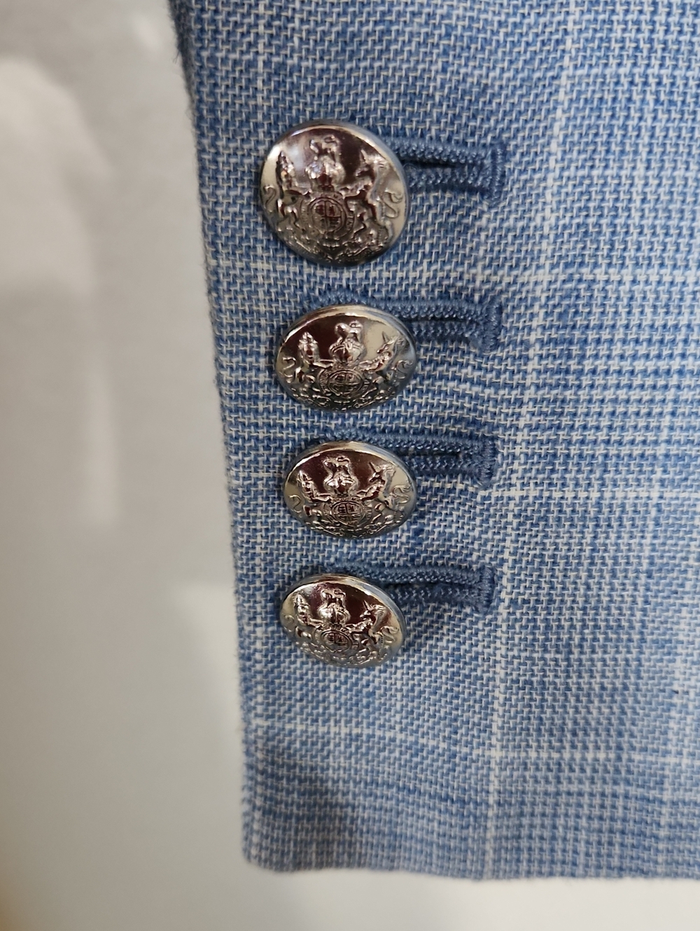 Veronica Beard Cutaway Dickie Blazer Jacket in Pale Blue Check Size 4 - Picture 7 of 16